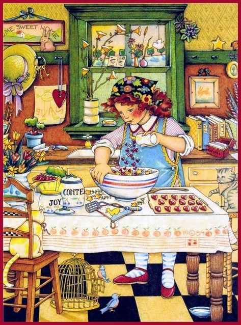 Mary Engelbreit Art, Figure Woman, Kitchen Illustration, Illustration Interior, Baking Art, Architecture Tattoo, Antique Perfume Bottles, Mary Engelbreit, Art And Illustration