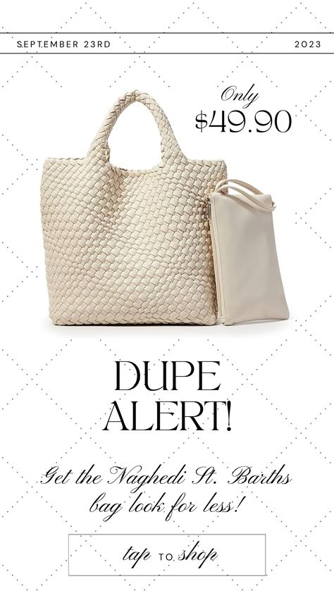 🚨 DUPE ALERT! 🚨 Love the Naghedi St. Barths bag but not its price tag? Look no further! Get the same chic style for less with this Woven Tote Bag. Made from soft leather, it's perfect for work, shopping, and travel. Large capacity to fit all your daily essentials! 💼👜 #DupeAlert #AffordableFashion #WovenTote #ChicOnABudget #WorkToWeekend #FashionFind #fashiondupe #dupe Bag Etiquette, Naghedi Bag, Naghedi St Barths, Leather Weave, Mink Colour, Tote Beach Bag, Wrist Bag, St Barths, Woven Tote Bag