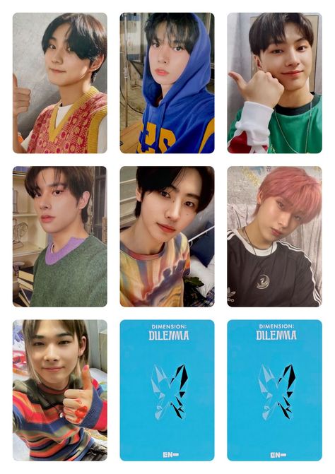 Enhypen Photocard Front And Back, Kpop Photocards Printable Enhypen, Enhypen Photocards Printable, Photocard Printable, Kpop Selcas, Enhypen Photocard, Enhypen Dimension, Lomo Card, Instagram Graphics