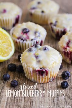 Glazed lemon blueberry muffins - moist, lemony, and full of juicy blueberries. So delicious! www.thebakerupstairs.com Dreamy Desserts, Lemon Blueberry Muffins, Muffin Recipes Blueberry, Breakfast Bites, Lemon Glaze, Market Ideas, Blueberry Recipes, Sweet Breads, Blueberry Muffins