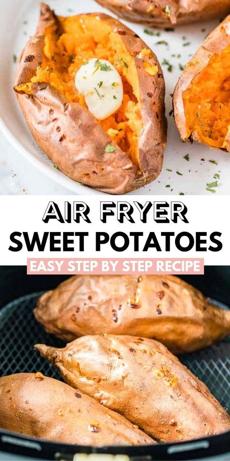 Whole Sweet Potato Air Fryer, Sweet Potato In The Air Fryer, Air Fryer Sweet Potatoes Baked, Sweet Potato Air Fryer, Air Fryer Sweet Potatoes, Sweet Potatoes Baked, Small Air Fryer, Potatoes Baked, Air Fryer Cooking Times