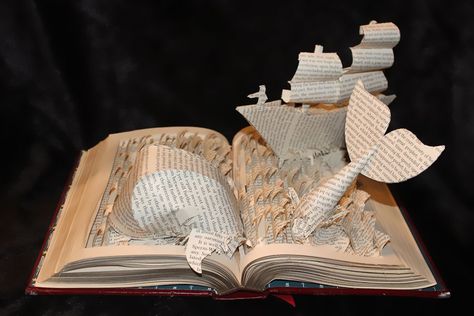 Mini worlds out of books, complete perfection! Paper Sculptures By Jodi Harvey-Brown Book Art Sculptures, Book Art Projects, Book Page Crafts, Altered Book Art, Folded Book Art, Book Sculpture, Paper Book, Open Book, Paper Sculpture