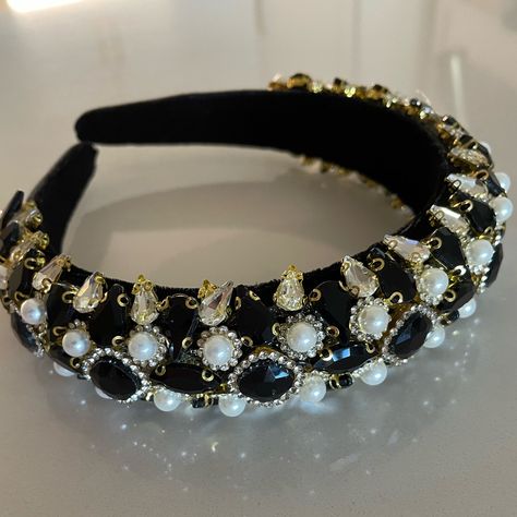 This Is A Listing Created For A Posh Show. Join A Posh Show To Learn More! Designer Headbands, Jewel Colors, Jeweled Headband, Padded Headband, Rose Buds, To Learn, Hair Accessories, Black White, Black And White