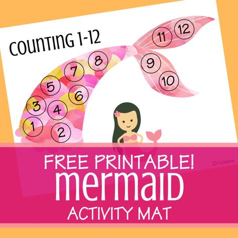 Our mermaid activity mat is so cute! Print and place in a sheet protector to reuse. There are so many options for activity mats. Activities For Christmas, Identifying Numbers, Mermaid Stories, Bee Activities, Bingo Chips, Insects Theme, Teaching Numbers, Sheet Protector, Calming Activities