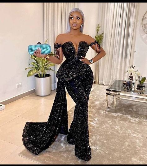 @chiomagoodhair  #Asoebi #AsoebiSpecial Prom Jumpsuit With Train, Reception Jumpsuit, Jumpsuit With Train, Prom Jumpsuit, African Jumpsuit, Party Jumpsuit, African Party Dresses, Dashiki Dress, African Prom Dresses