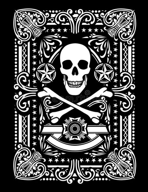 Ornate Pirate Playing card Design. An ornate pirate skull and bones design , #sponsored, #card, #Design, #Playing, #Ornate, #Pirate #ad Pirate Compass Tattoo, Pirate Skull Tattoos, Small Skull Tattoo, Playing Card Design, Skull Tattoo Flowers, Simple Skull, Etch A Sketch, Playing Cards Art, Bg Design