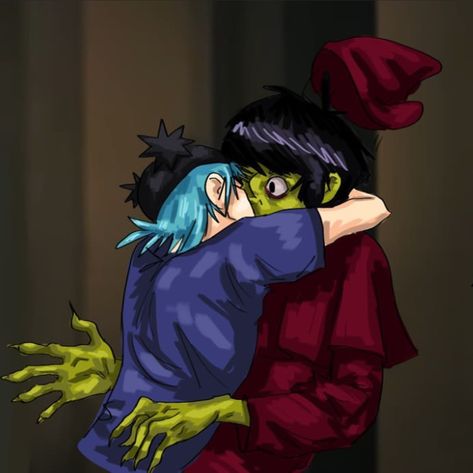 2doc Kiss, Murdoc Fanart, 2d And Murdoc, 2-d Gorillaz, Murdoc Niccals, Monkeys Band, Gorillaz Art, Dance Like This, Gorillaz