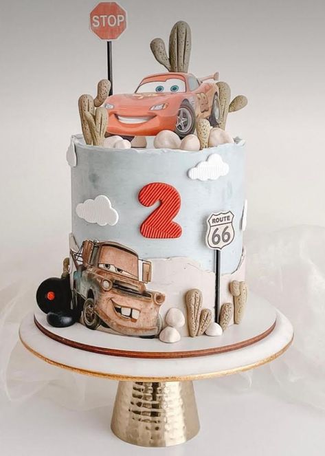 Cake Ideas 2023, Disney Cars Birthday Cake, Cars Theme Cake, Second Birthday Cakes, Mcqueen Cake, 2nd Birthday Party For Boys, Cars Birthday Cake, Cars Cake, Cakes Inspiration