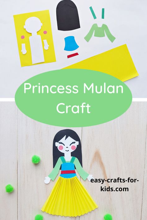 Disney Princess Mulan Craft With Paper Disney Frozen Crafts, Contact Paper Crafts, Easy Paper Crafts For Kids, Disney Princess Mulan, Crafts With Paper, Craft With Paper, Minion Craft, Frozen Crafts, Princess Mulan