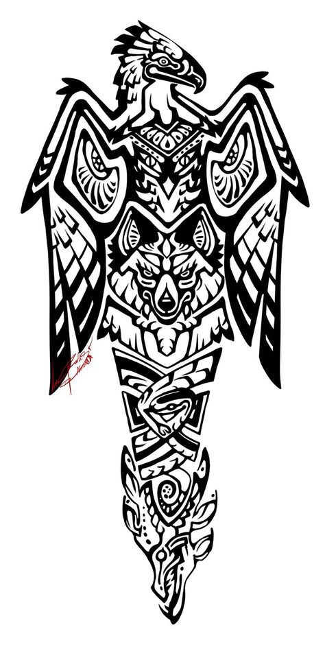 Honduran Tattoos, Barbarian Tattoo, Tattoo Ideas Animals, Maori Totem, Totem Pole Tattoo, Pole Tattoo, Maya Tattoo, Maori Tattoo Frau, Arte Viking