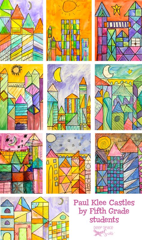 Introduce Klee’s works and teach about warm and cool colors.  Use watercolor paints, scraps of watercolor paper and a waterproof marker. Art 2nd Grade, Genesis Art, Klee Art, Doodle Artwork, Awesome Posters, Classe D'art, Kraf Kertas, Paul Klee Art, Deep Space Sparkle