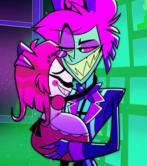 I know he's probably being manipulative but Niffty looks very comfortable and it's adorable Walpapers Cute, Hotel Trivago, H Hotel, Alastor Hazbin Hotel, Vivziepop Hazbin Hotel, Hotel Art, A Hug, Hazbin Hotel, Cartoon Art Styles