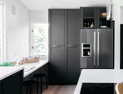 Deep Fridge In Kitchen, Above Refrigerator Cabinet, Counter Depth Refrigerator Dimensions, Space Above Refrigerator, Countertop Overhang, Counter Depth Fridge, Kitchen Wishlist, Refrigerator Dimensions, Refrigerator Cabinet