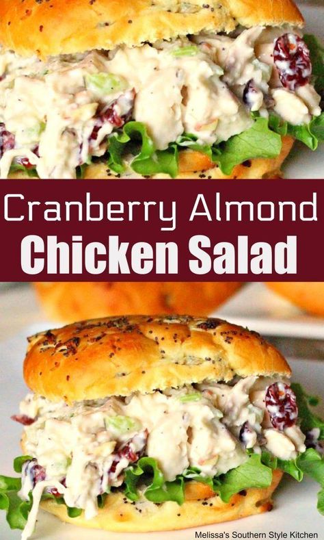 Cranberry Almond Chicken Salad, Almond Chicken Salad, Sandwiches Appetizers, Cranberry Chicken Salad, Salad Kale, Poppyseed Dressing, Almond Chicken, Diy Easy Recipes, Cranberry Almond