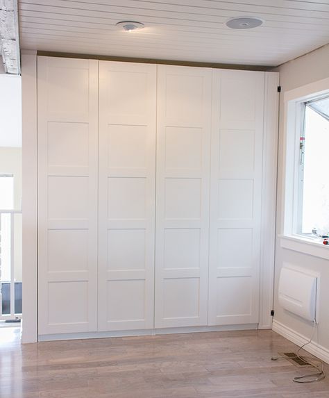 S&D kitchen pantry or wardrobe (closet) in your or iris's bedrms. Kitchen Chronicles: An Ikea Pax Pantry, Part 1 | Jenna Sue Design Blog Ikea Pax Pantry, Pax Pantry, Armoire Pax Ikea, Ikea Wall Storage, Ideas Armario, Ikea Pantry, Built In Pantry, Ikea Wall, Ikea Pax Wardrobe