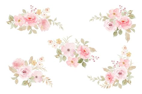 Vector gratuito colección de arreglos fl... | Free Vector #Freepik #freevector #flores-vintage #flor-rosa #flores-imprimir #flores-rosado Flores Color Pastel, Pink Roses Watercolor, Floral Watercolor Background, Vintage Wedding Stationery, Gold Wedding Stationery, Purple Flowers Garden, Pink Flower Arrangements, Pink Roses Wedding, Yellow Rose Flower