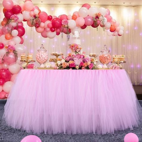 Tutu Baby Shower Theme, Tulle Tablecloth, Skirt For Kids, Bridal Shower Table Decorations, Tutu Table Skirt, Tutu Table, Table Skirting, Tulle Table Skirt, Tutu Baby Shower