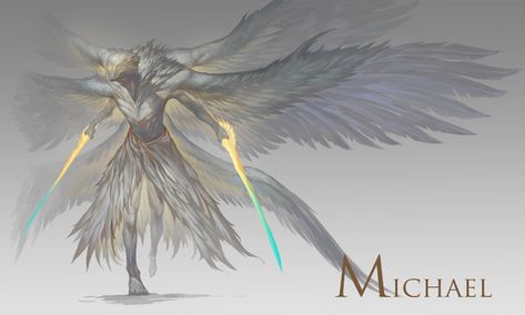 ArtStation - Michael, YIN ZHE Angel Pose Reference Male, 천사와 악마, Demon Angel, Fantasy Beasts, 다크 판타지, Monster Concept Art, Demon Art, Fantasy Creatures Art, Fantasy Monster