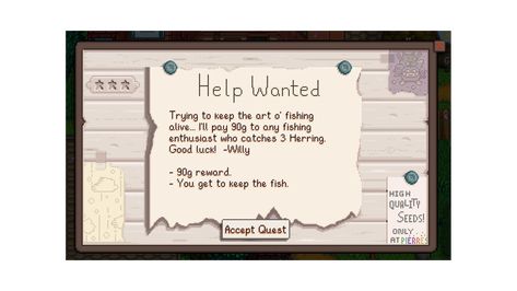 Help Wanted, Reward Yourself, Stardew Valley