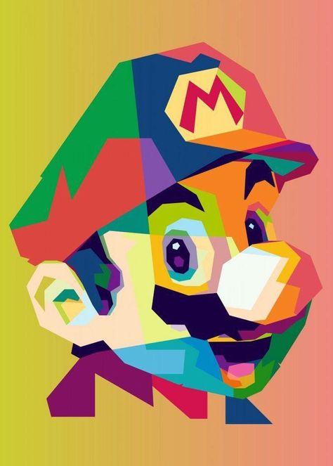 Mario Pop Art, Super Mario Poster, Mario Poster, Art Geek, Wpap Art, Seni Pop, Cubism Art, Pop Art Portraits, Nintendo Art