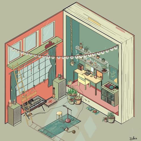 iDunnoArt on Instagram: “My newest drawing! Isometric Recording Studio. #recording #music #art #drawing #procreate #artistsoninstagram #artwork #art #artoftheday…” Music Studio Illustration, Music Art Drawing, Recording Music, 2024 Art, Drawing Procreate, Studio Recording, Recording Studio, Music Art, Art Drawing