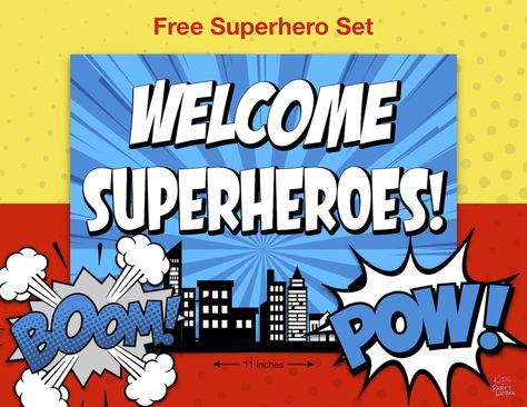 Free Superhero Printables, Ideas For Party Games, Superhero Printables Free, Superhero Camp, Superhero Class, Superhero Training, Superhero Backdrop, Avengers Decorations, Iron Man Party