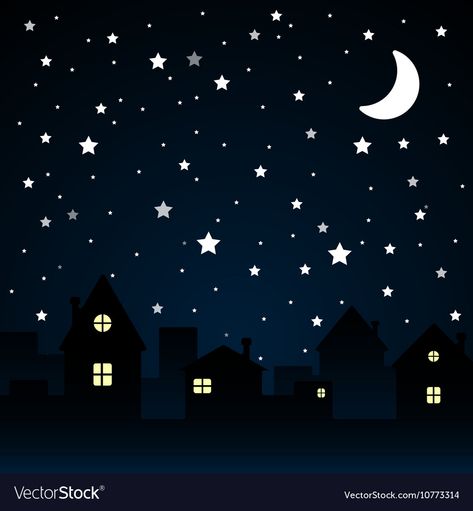 Night Sky Silhouette, City Skyline Night, Sky Silhouette, Silhouette City, Christmas Cactus Care, Stars Night Sky, Landscape Silhouette, Midnight Snack, Star Illustration