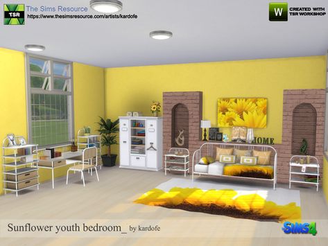 Sims 4 Cc Sunflower, Sims 4 Yellow Cc, Bedroom Set Decor, Cc Packs, Yellow Furniture, Sims 4 Bedroom, Yellow Nursery, Sims 4 Game Mods, Sims 4 Teen