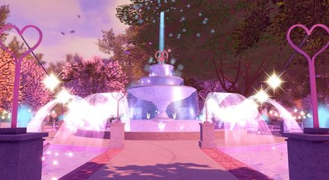 Divinia Park is a large map with various pathways, 500+ trees, 500+ flower bushes, among many other things spread across the map.

Located near spawn, players access the Fountain and can "Wish at the fountain". There is a chance to either gain or lose diamonds, win nothing, gain EXP, or very rarely receive a halo. Every two hours, after the player makes a wish, they can try again. Royale High Divinia Park, Royale High Thumbnail, Royale High Background, Royale High Aesthetic, High Background, Movie 2023, High Castle, Royale High, The Fountain