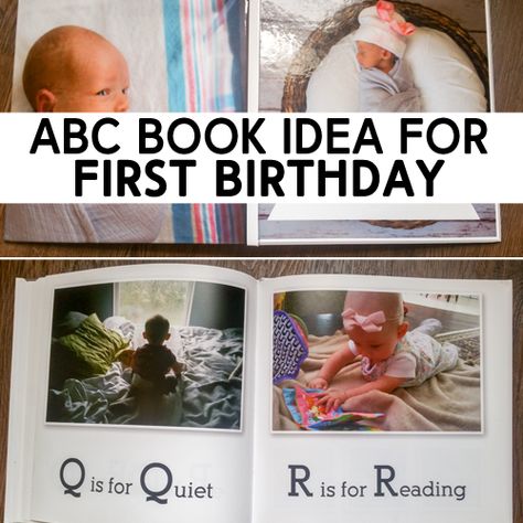 So cute! #firstbirthday #photobook Alphabet Book Diy, Diy Abc Book, Diy Baby Book, Baby Abc Book, How To Organize Photos, Baby Alphabet Book, First Birthday Ideas, Organize Photos, Baby Books Diy