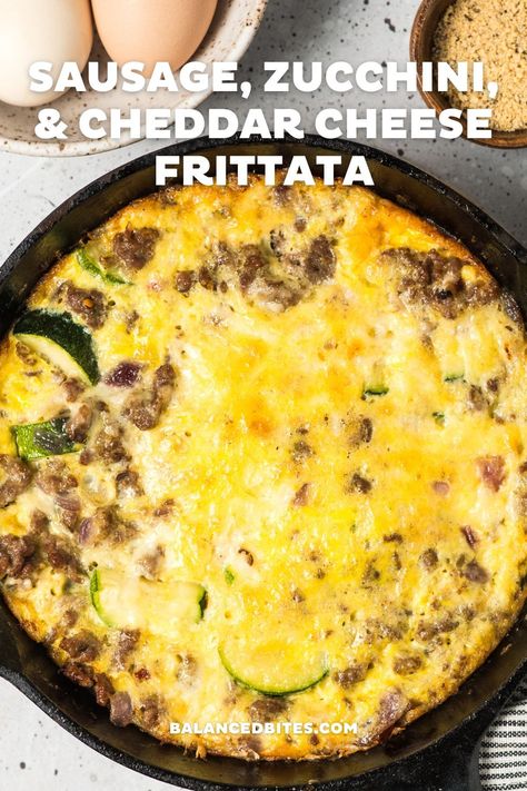 Italian Spice, Breakfast For The Week, Sausage Frittata, Zucchini Cheddar, Easy Yummy Breakfast, Zucchini Breakfast, Cheddar Cheese Recipes, Zucchini Frittata, Easy High Protein Meals