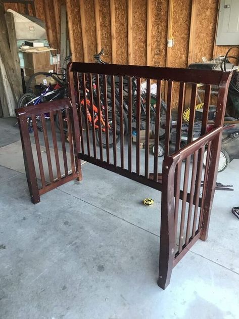 Crib to Patio Bench | Hometalk Crib Bench, Old Cribs, Refinish Furniture, Crib Toddler Bed, Patio Bench, Diy Bench, Mattress Frame, Diy Farmhouse Decor, Furniture Makeovers