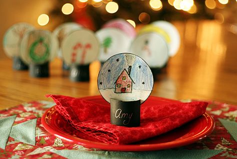 My girls love setting a fancy table any time of year. Holiday get-togethers are a perfect time to create some extra-special place cards, like our cute snow globes! We’re planning to use these for our winter solstice candlelight dinner, and... Continue Reading → Christmas Place Cards Diy, W Is For Winter, Homemade Snow Globes, Winter Snow Globe, Ornaments Diy Kids, Christmas Place Cards, Fancy Table, Diy Snow Globe, Candlelight Dinner