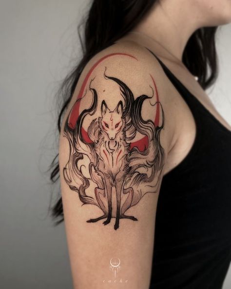 Tato Naruto, Kitsune Tattoo, Tatuaje Studio Ghibli, Tato Maori, Fox Tattoo Design, Muster Tattoos, Tatuaje A Color, Fox Tattoo, Tattoo Style Drawings