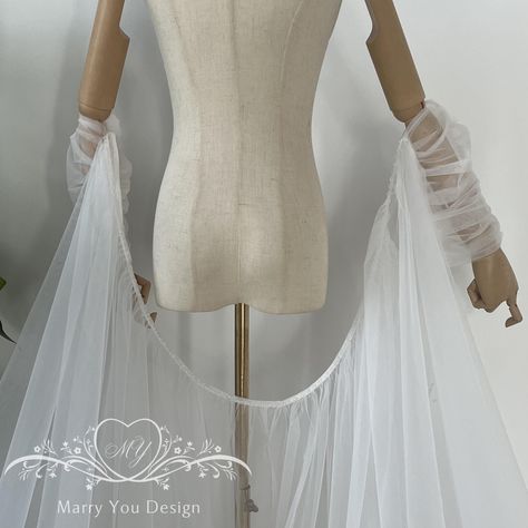 Minimalist Pleating Half-sleeves With Long Train,tulle Wedding Cape,backless Wedding Detachable Sleeves,plain Bridal Cape With Edge Beads - Etsy Australia Tulle Cape, Detachable Sleeves, Wedding Cape, Bridal Cape, Backless Wedding, Long Train, Tulle Wedding, Wedding Outfit, Etsy Australia