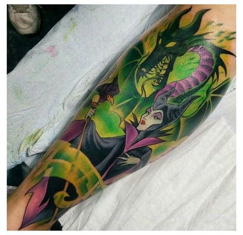 Villain Tattoo Sleeve, Disney Villain Tattoo Sleeve, Sleeping Beauty Tattoo Ideas, Beauty Tattoo Ideas, Disney Villain Tattoo, Villain Tattoo, Sleeping Beauty Tattoo, Maleficent Tattoo, Disney Sleeve Tattoos