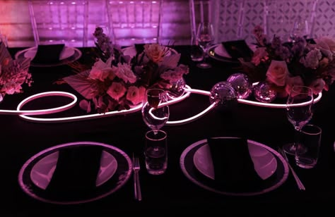 Neon Table Decor, Rope Centerpiece, Neon Table, Neon Rope, Event Centerpiece, Christmas Table Decor, Valentine Theme, Valentine Photography, Neon Wedding