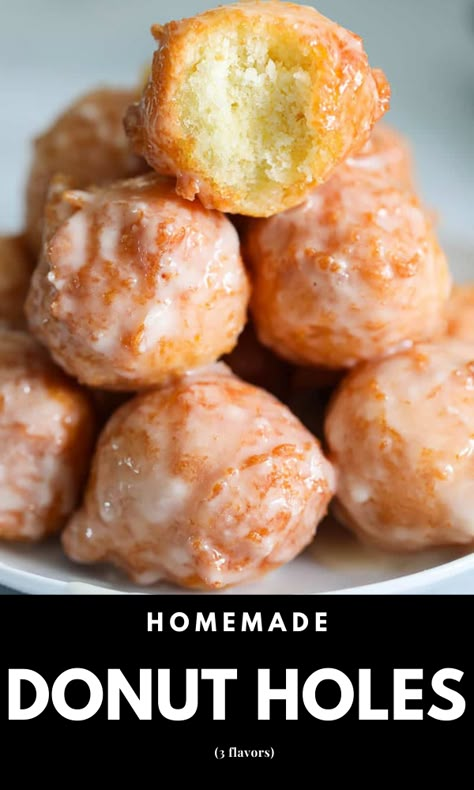 These Homemade Donut Holes come in 3 yummy flavors. With easy-to-follow steps, this recipe is perfect for satisfying any at-home donut craving. #dessert Homade Donuts Recipe Easy, Munchkin Recipe Donut Holes, Small Batch Donuts Recipes, Breakfast Donuts Easy, No Fry Donuts Recipes, How To Make Donut Holes At Home, Donut Holes Recipe Baked, Dounats Recipe, Deep Fried Mini Donut Recipe