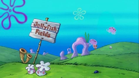 Jellyfish Fields, Spongebob Jellyfish, Spongebob Background, Wallpaper Spongebob, Spongebob Cartoon, Spongebob Drawings, Jellyfish Painting, Spongebob Painting, Spongebob Party