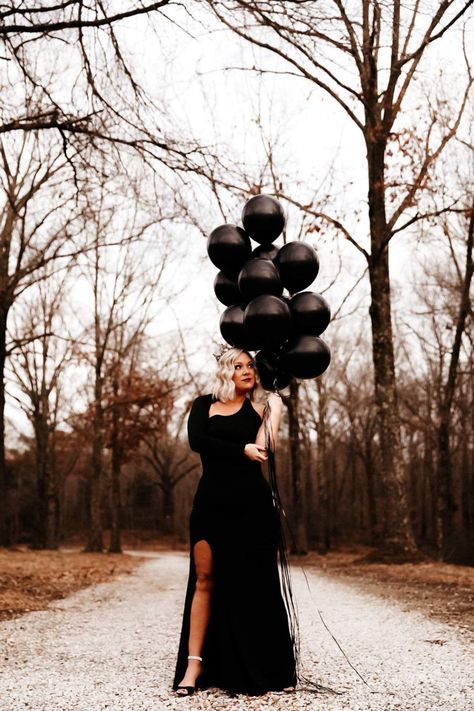 #allblackeverything #queen #birthday #queenphotoshoot birthday photoshoot #blackballoon #crown #blondehair #allblackoutfit #blackdressesforwomen #birthdayparty #photography #photoshoot #crownmebitxch @samslayphotography 40th Birthday Photoshoot Ideas For Women Black, Spooky Birthday Photoshoot Ideas, Fall 30th Birthday Photoshoot, 40tg Birthday Photoshoot, Spooky 30th Birthday Photoshoot, Birthday Shoots Outside, Black Birthday Pictures, Emo Birthday Photoshoot, Fall Photoshoot Birthday