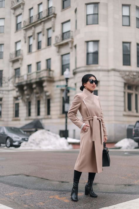 ted baker rose camel wool coat petite review // classic winter style for petite women Ted Baker Rose Coat, Long Coat Petite Woman, Ted Baker Coat Outfit, Wrap Coat Outfit, Petite Outfit Ideas, Ted Baker Coat, Turtleneck Coat, Camel Coat Outfit, Camel Wool Coat