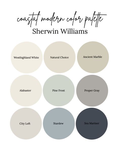 Welcome Home Styling paint colors Coastal Farmhouse Exterior Paint Colors, Lake House Paint Colors Interior, Moody Blue Paint, City Loft Sherwin Williams, Coastal Farmhouse Exterior, Lake House Paint Colors, Modern Coastal Interior, Sherwin Williams Paint Neutral, Farmhouse Exterior Paint Colors