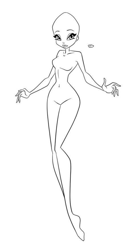 Winx Club Drawing Base, Winx Body Shape, Winx Drawing, Prison Drawings, Figure Template, Fashion Sketch Template, Fashion Illustration Poses, Cartoon Body, Body Template