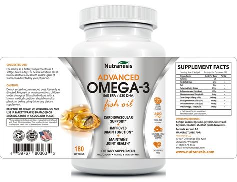 Create the Product Label for Omega-3 by Aalamvision Medicine Label Design, Oil Label Design, Oil Label, Medical Packaging, Supplements Packaging, Oriflame Beauty Products, Medicine Packaging, Packaging Template Design, Omega 3 Fish Oil