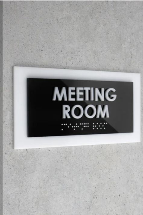 Meeting Room Signage for Business. The door plate is made of acrylic glass. You can order this plate with Braille Font. We offer stunning door signs is standard sizes and custom. Contact us to make individual order. Worldwide shipping! Meeting Room Sign, Meeting Room Signage, Steel Signage, Room Signage, Door Signage, Office Door Signs, Wayfinding Signs, Door Plate, Wayfinding Design