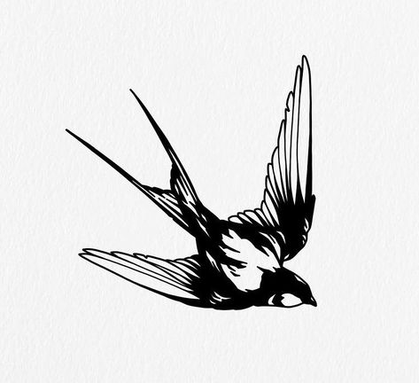 Bird Tattoo Black, Sparrow Tattoo Design, Swallow Tattoo Design, Bird Tattoo Men, Black Line Tattoo, Minimalist Tattoo Ideas, Black Bird Tattoo, Tattoo Bird, Small Shoulder Tattoos