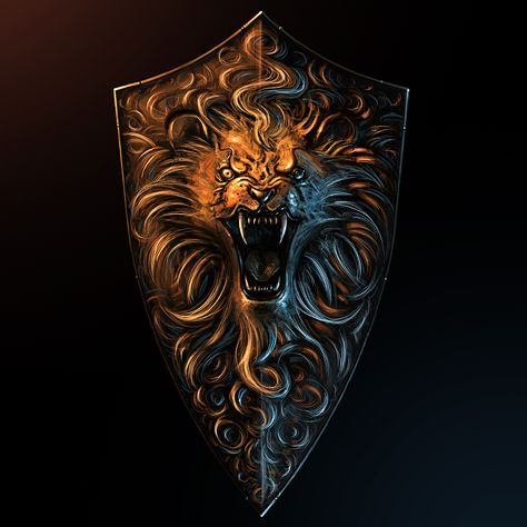 Shields Gold Lion Wallpaper, Shield Designs, Shield Tattoo, Dark Souls 2, Medieval Shields, Lion Wallpaper, 3d Cnc, Guild Wars, Fantasy Armor