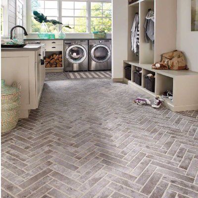 Brick Look Tile, Laundry Room Flooring, Mudroom Design, Laundry Room Remodel, Brick Exterior House, Brick Flooring, Brick Tiles, Laundry Mud Room, Plywood Furniture