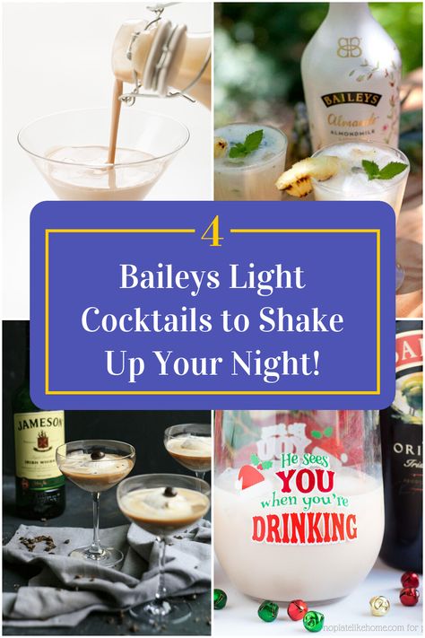 Collage of 4 baileys light cocktails. Light Cocktail Recipes, Baileys Cocktail, Baileys Drinks, Baileys Cocktails, Baileys Recipes, Light Cocktails, Baileys Irish Cream, Irish Cream, Host A Party