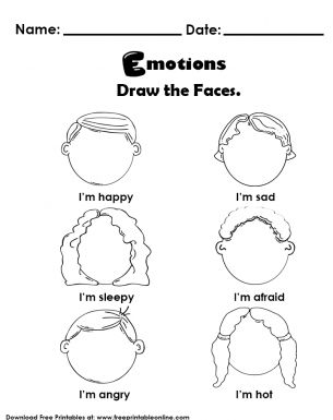 Emotion Faces For Kids Free Printable, Drawing Worksheets For Kids, Emotion Worksheets For Kids, Emotions Worksheet, Emotions Preschool Activities, Feelings Activities Preschool, Feelings Faces, Emotions Preschool, Friendship Activities